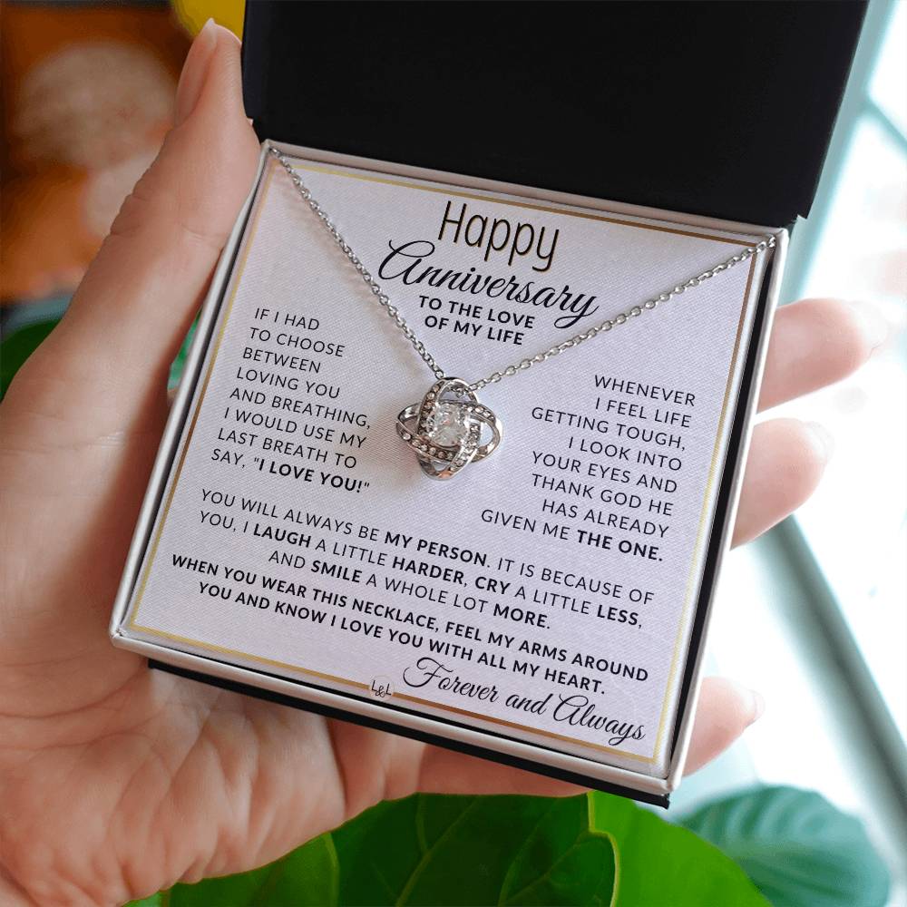 Anniversary Gift For Your Wife, Girlfriend or Fiancée  - My Last Breath - Beautiful Women's Pendant Necklace + Heartfelt Anniversary Message
