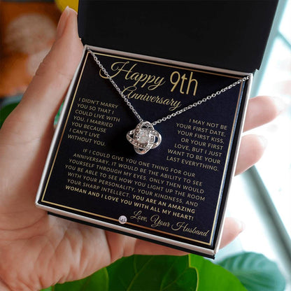 9th Anniversary Gift For Wife - Beautiful Women's Pendant Necklace + Heartfelt Anniversary Message For Her - Liliana and Liam