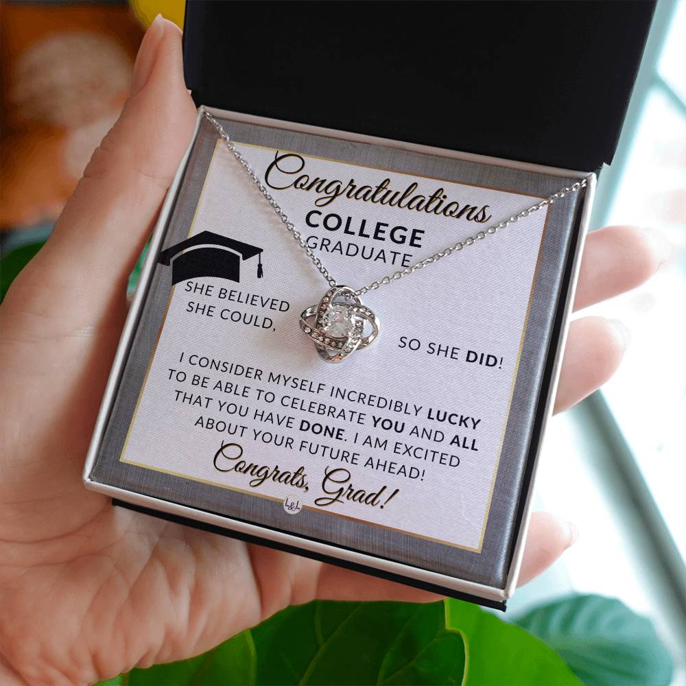 Graduation Gift For College Girl - Beautiful Women's Pendant + Sentimental Keepsake Message For New Grad - Perfect College Graduation Gift For Her - Great Gift For College Graduation Party - Liliana and Liam