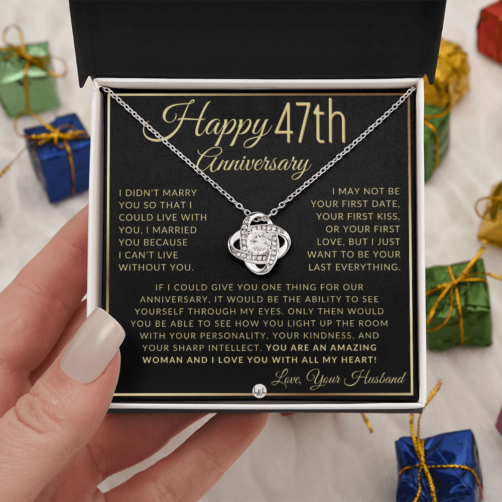 47th Anniversary Gift For Wife - Beautiful Women's Pendant Necklace + Heartfelt Anniversary Message