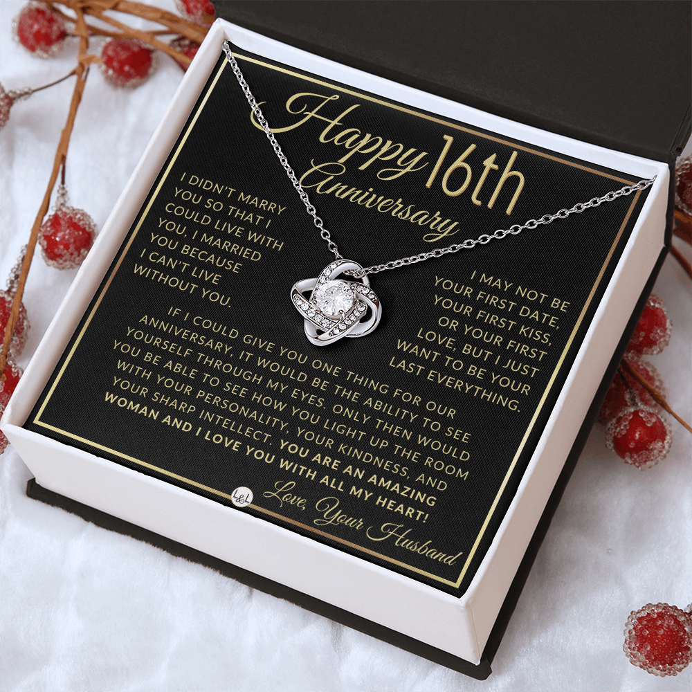 16th Anniversary Gift For Wife - Beautiful Women's Pendant Necklace + Heartfelt Anniversary Message - Liliana and Liam