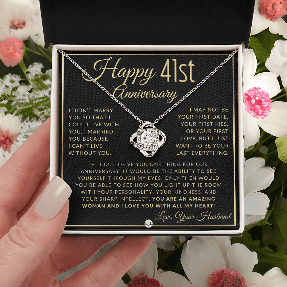 41st Anniversary Gift For Wife - Beautiful Women's Pendant Necklace + Heartfelt Anniversary Message