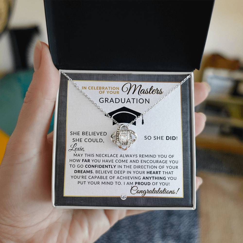 Master's Graduation Gift For Her - Meaningful Milestone Necklace - Personalized Grad School Graduation Gift Idea For A Woman