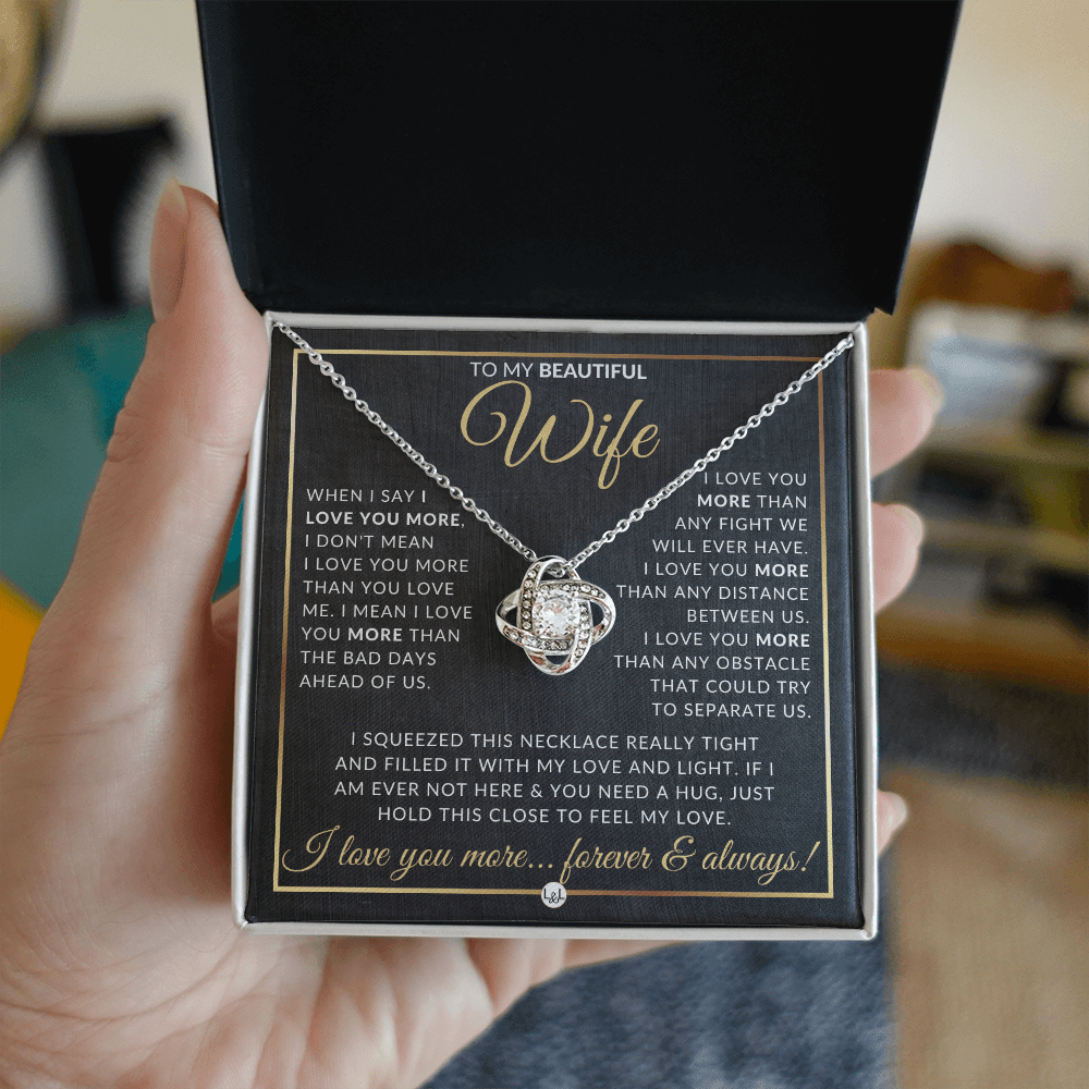 To My Beautiful Wife - Pendant Necklace - Sentimental and Romantic Christmas Gift, Valentine's Day, Birthday, Anniversary