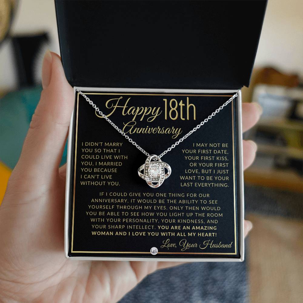 18th Anniversary - Elegant Knot Pendent Necklace - Anniversary Gift For Wife - Liliana and Liam