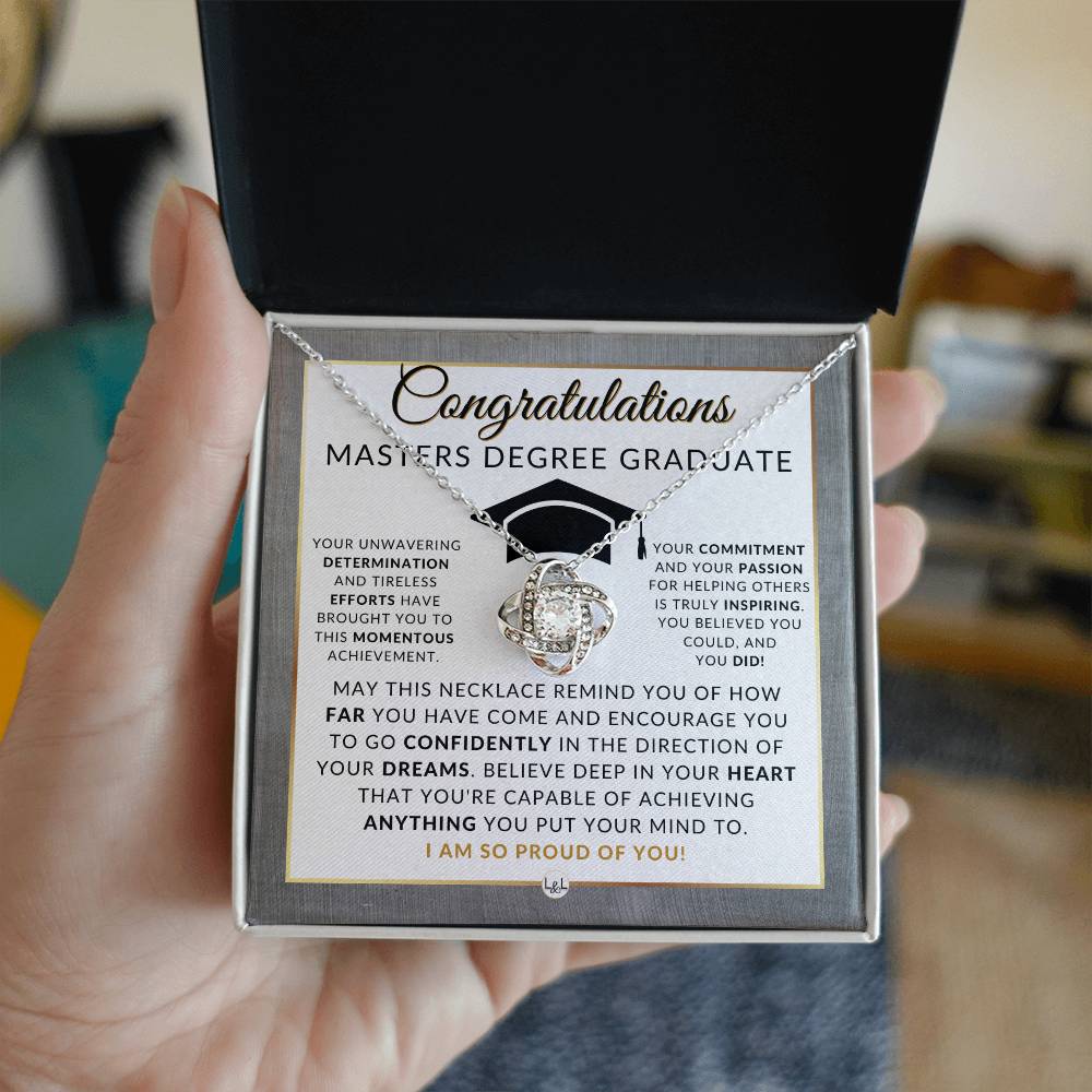 Master's Graduation - Elegant Knot Pendent Necklace - Gift For Graduate - Liliana and Liam