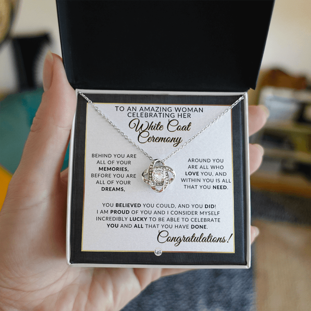 White Coat Ceremony Necklace for the Aspiring Medical Professional - Graduation Necklace - Liliana and Liam