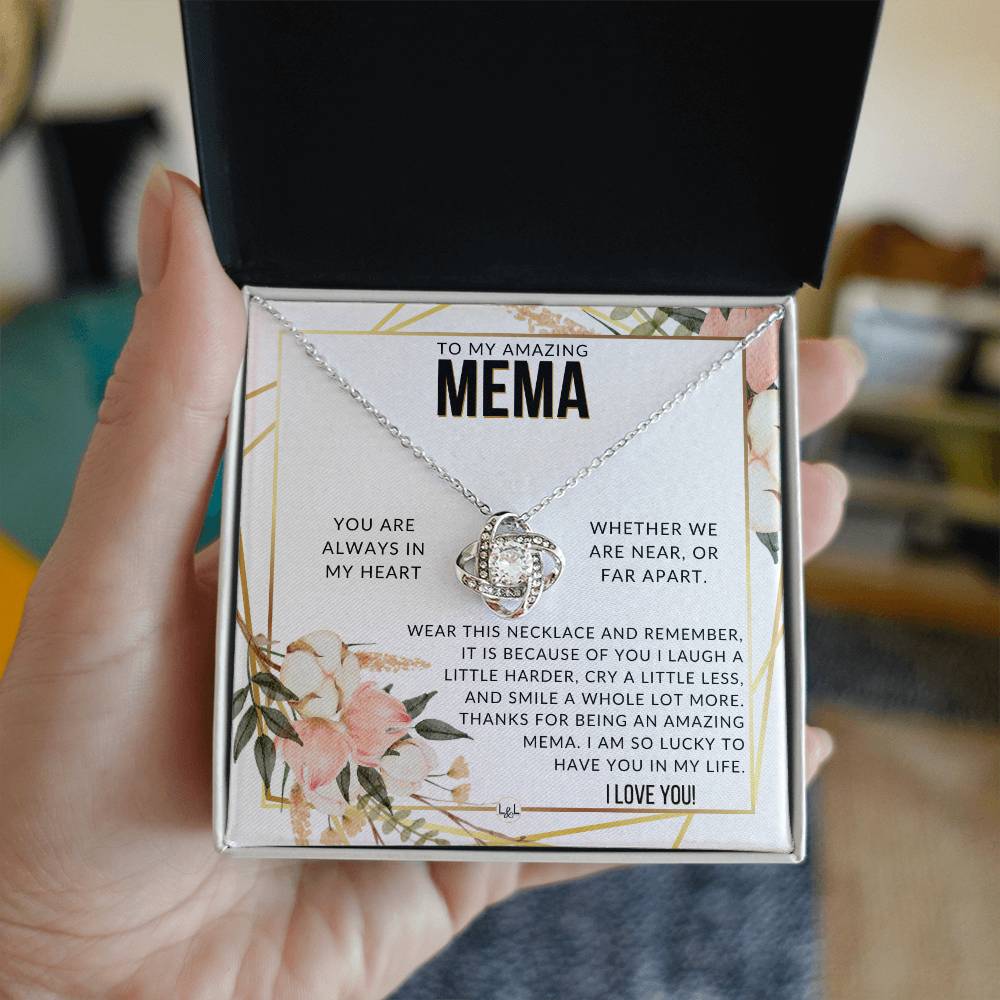 Mema Gift - Beautiful Women's Pendant - From Granddaughter, Grandson, Grandkids - Great For Mother's Day, Christmas, or Birthday