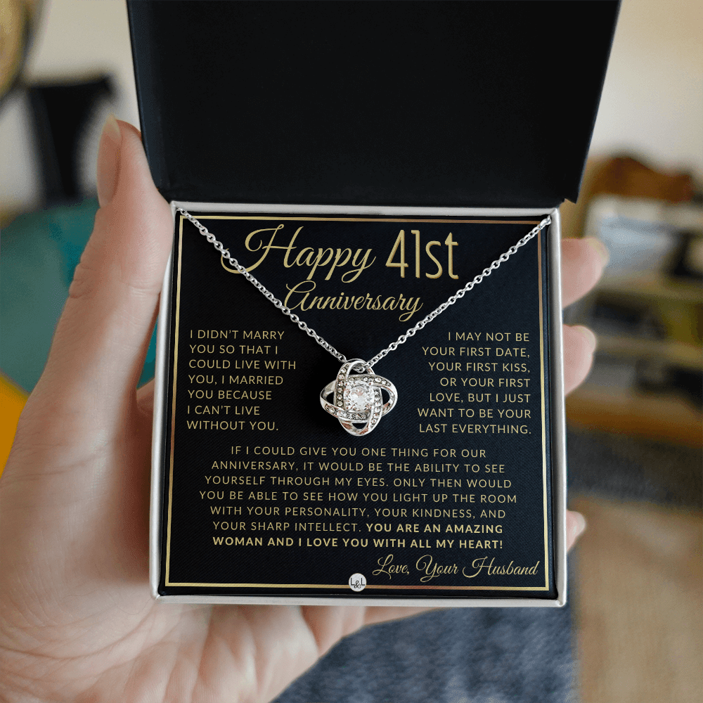 41st Anniversary Gift For Wife - Beautiful Women's Pendant Necklace + Heartfelt Anniversary Message