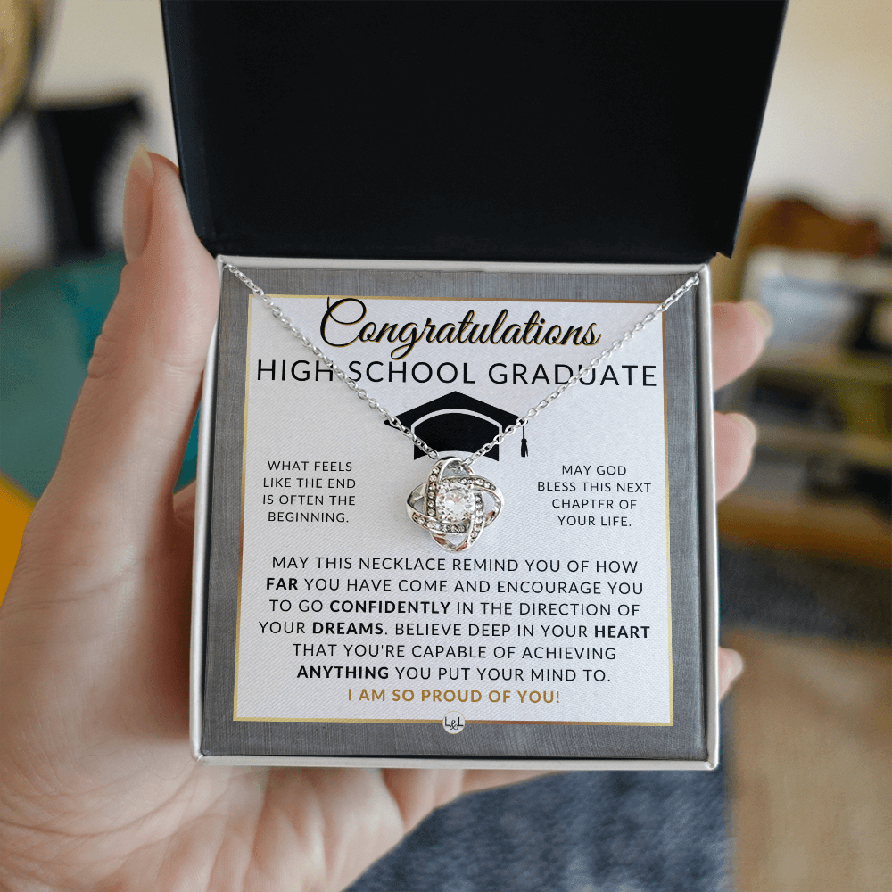 Graduation Gifts For High School Girl - Beautiful Necklace + HS Graduation Message - Graduation Party Gift Idea For Her