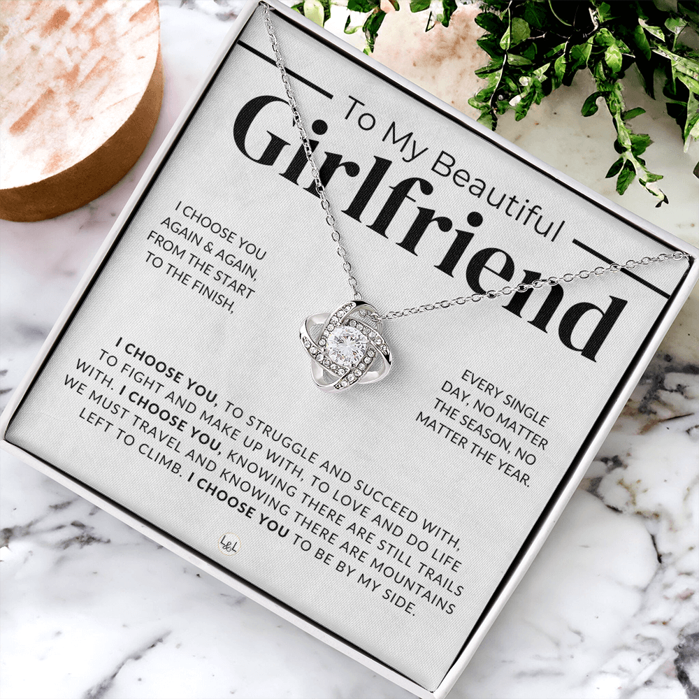 My Beautiful Girlfriend - I Choose You - Thoughtful and Romantic Gift for Her - Soulmate Necklace - Christmas, Valentine's