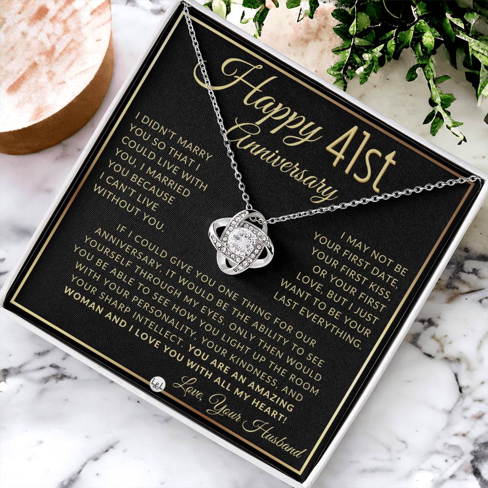 41st Anniversary Gift For Wife - Beautiful Women's Pendant Necklace + Heartfelt Anniversary Message - Liliana and Liam