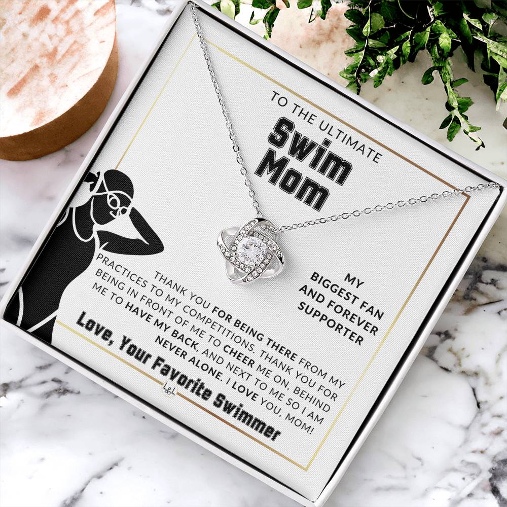 Swim Mom, From A Girl Swimmer - Knot Pendent Necklace - Gift For Sports Mom - Liliana and Liam