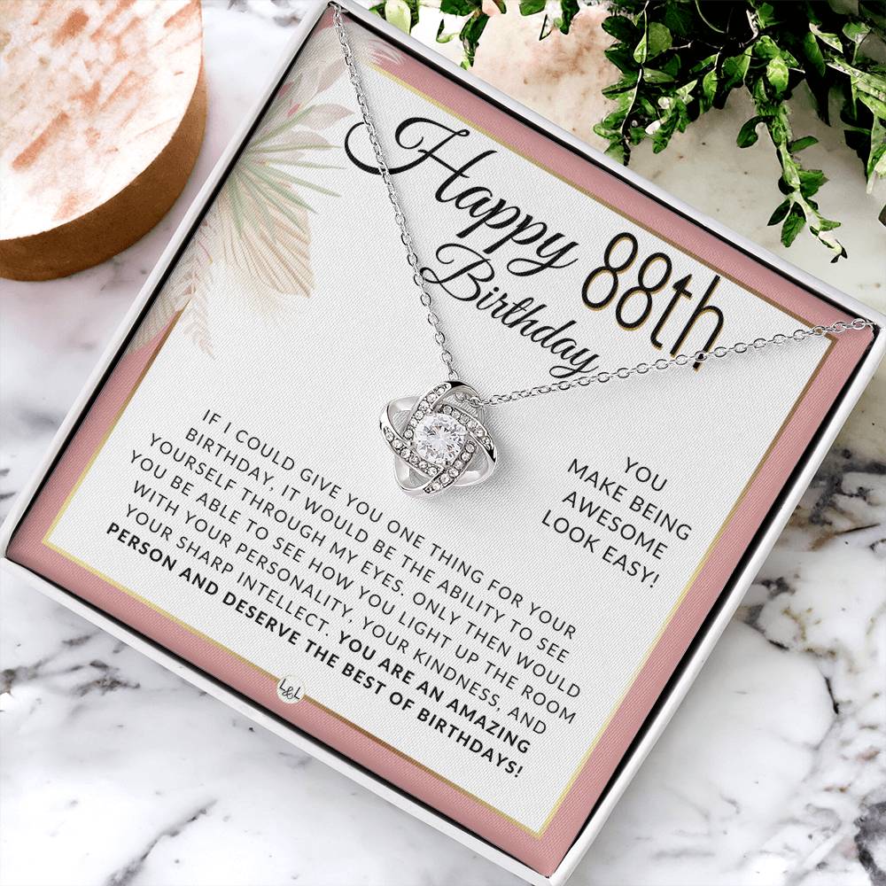88th Birthday Gift For Her - Necklace For 88 Year Old Birthday - Beautiful Women's Birthday Pendant + Heartfelt Birthday Message - Liliana and Liam