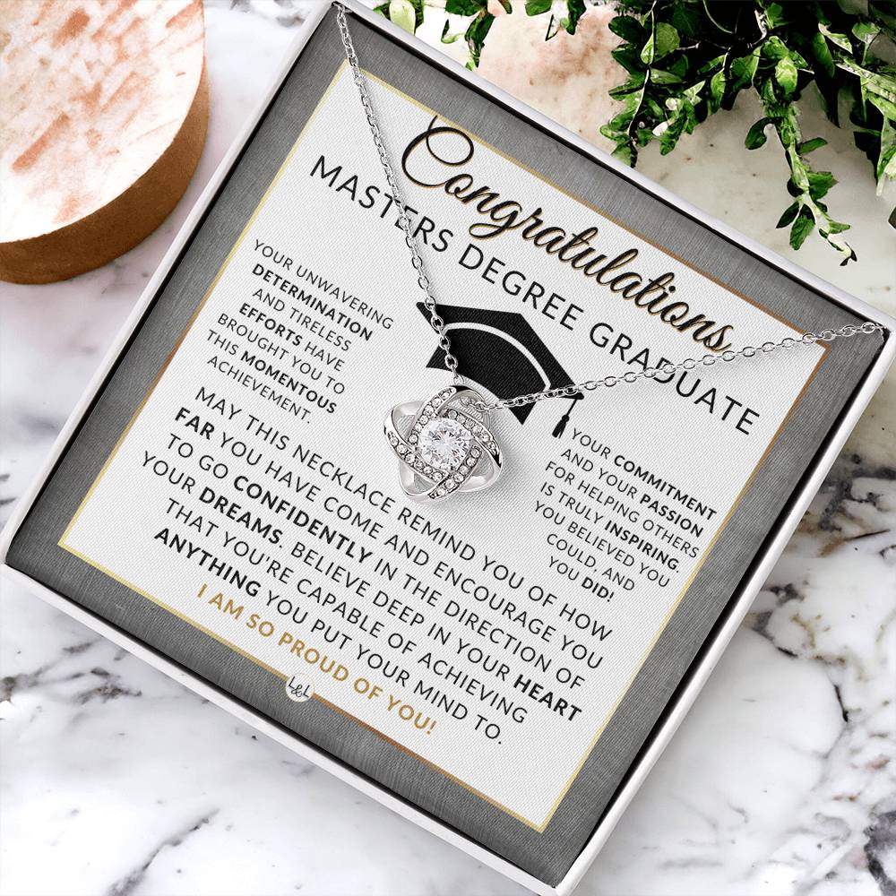 Graduate Graduation Gift Idea For Her For Masters Degree Graduate -  Master's Graduation Gift For Her - Pendant Necklace + Heartfelt Message