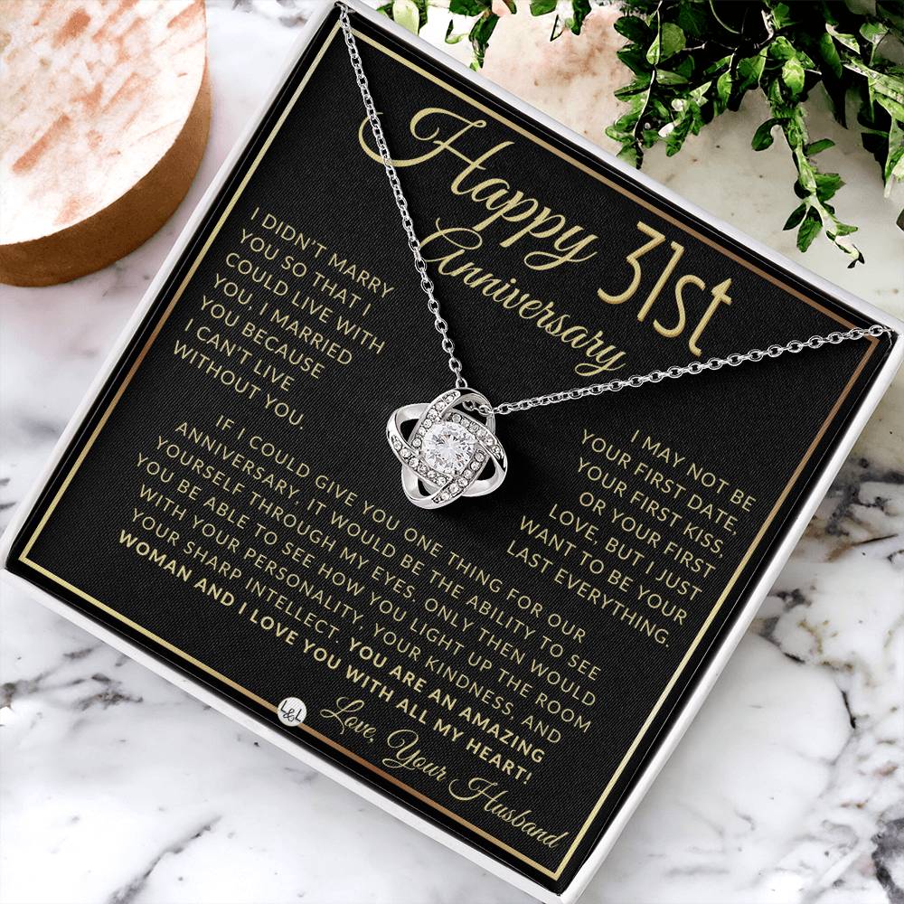 31st Anniversary Gift For Wife - Beautiful Women's Pendant Necklace For Your Wife + Heartfelt Message - Liliana and Liam