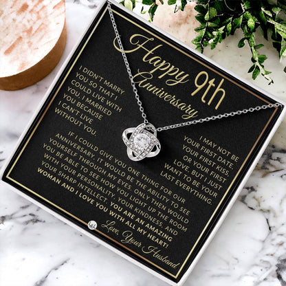 9th Anniversary Gift For Wife - Beautiful Women's Pendant Necklace + Heartfelt Anniversary Message For Her - Liliana and Liam