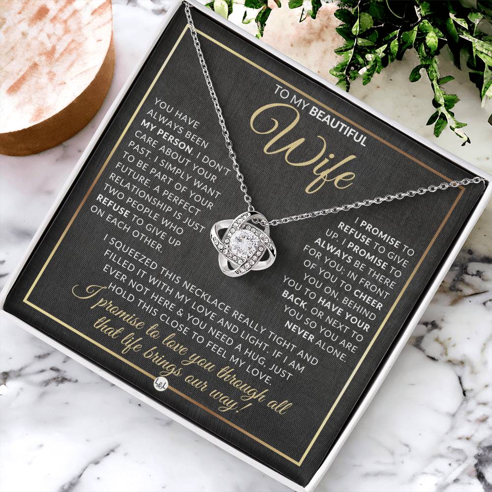 For My Beautiful Wife - Pendant Necklace - Sentimental and Romantic Christmas Gift, Valentine's Day, Birthday or Anniversary Present