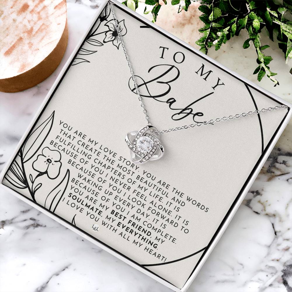 Romantic Gift For Her - My Babe - Beautiful Women's Pendant + Heartfelt Message - Perfect Christmas Gift, Valentine's Day, Birthday or Anniversary Present