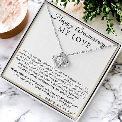 Anniversary Gift For Your Wife, Girlfriend or Fiancée - My Love Story - Beautiful Women's Pendant Necklace + Heartfelt Anniversary Message - Liliana and Liam