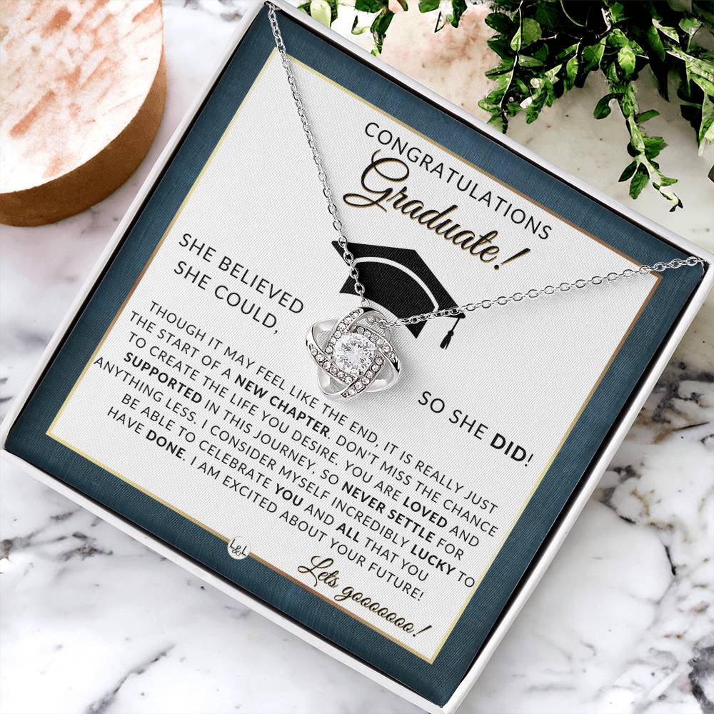 2024 Graduation Party Gift For Her - Beautiful Necklace + Heartfelt Graduation Message - 2024 Graduation Gift Idea For Her - Liliana and Liam