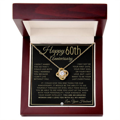 60th Anniversary Gift For Wife - Beautiful Women's Pendant Necklace + Heartfelt Anniversary Message - Liliana and Liam