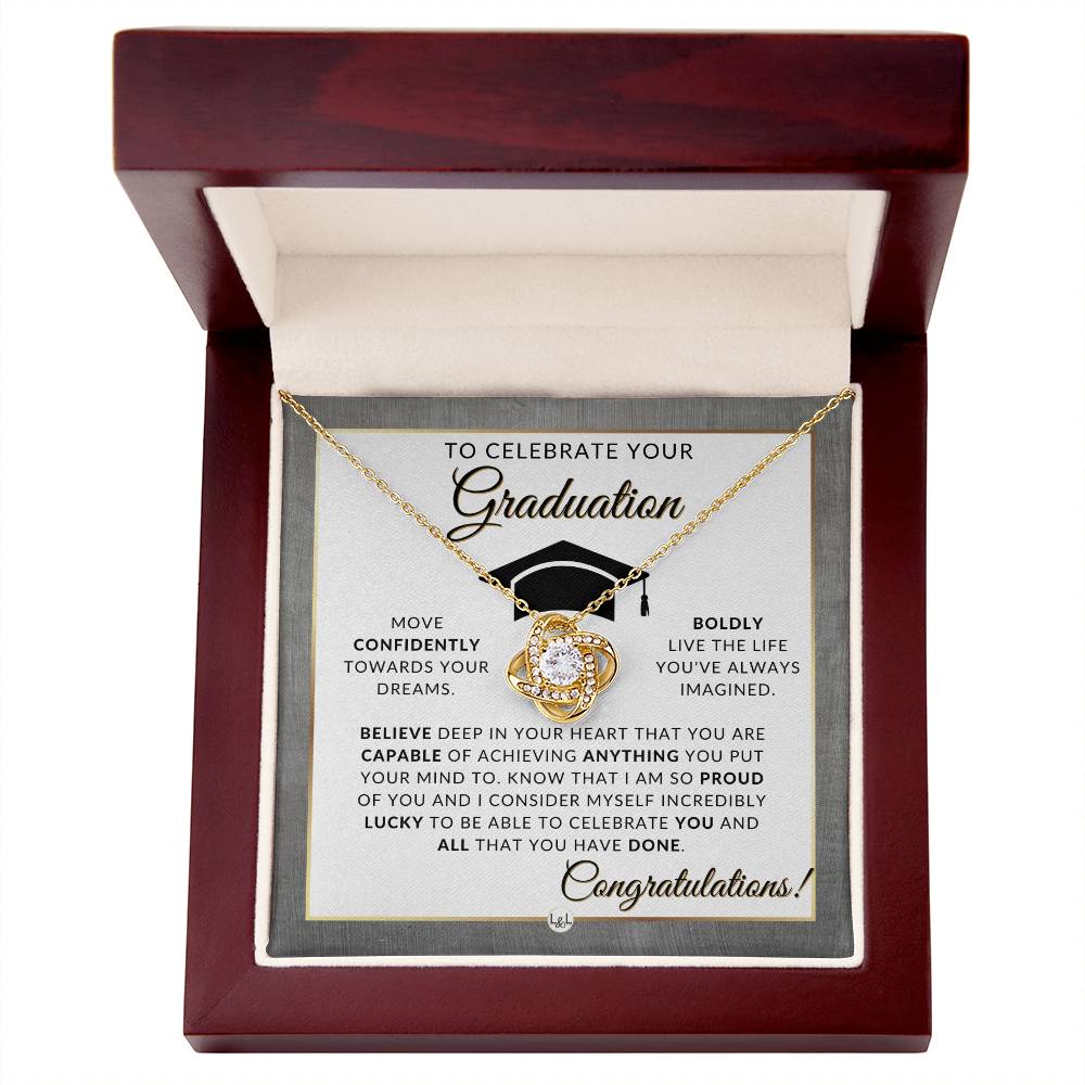 Grad Gift For Her - Pendant Necklace + Heartfelt Graduation Message - Gift Idea For The Graduate - Liliana and Liam