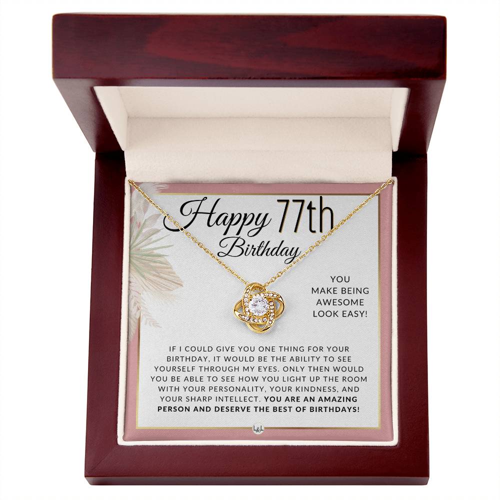 77th Birthday Gift For Her - Necklace For 77 Year Old Birthday - Beautiful Woman's Pendant Jewelry - Great Birthday Idea For Her - Liliana and Liam