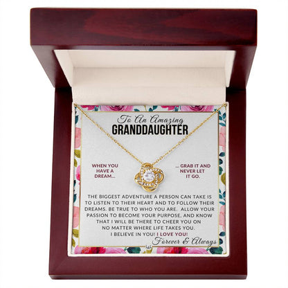 Granddaughter Gift - Follow Your Dreams - Meaningful Granddaughter Gift For Her Birthday, Christmas or For Graduation - Liliana and Liam