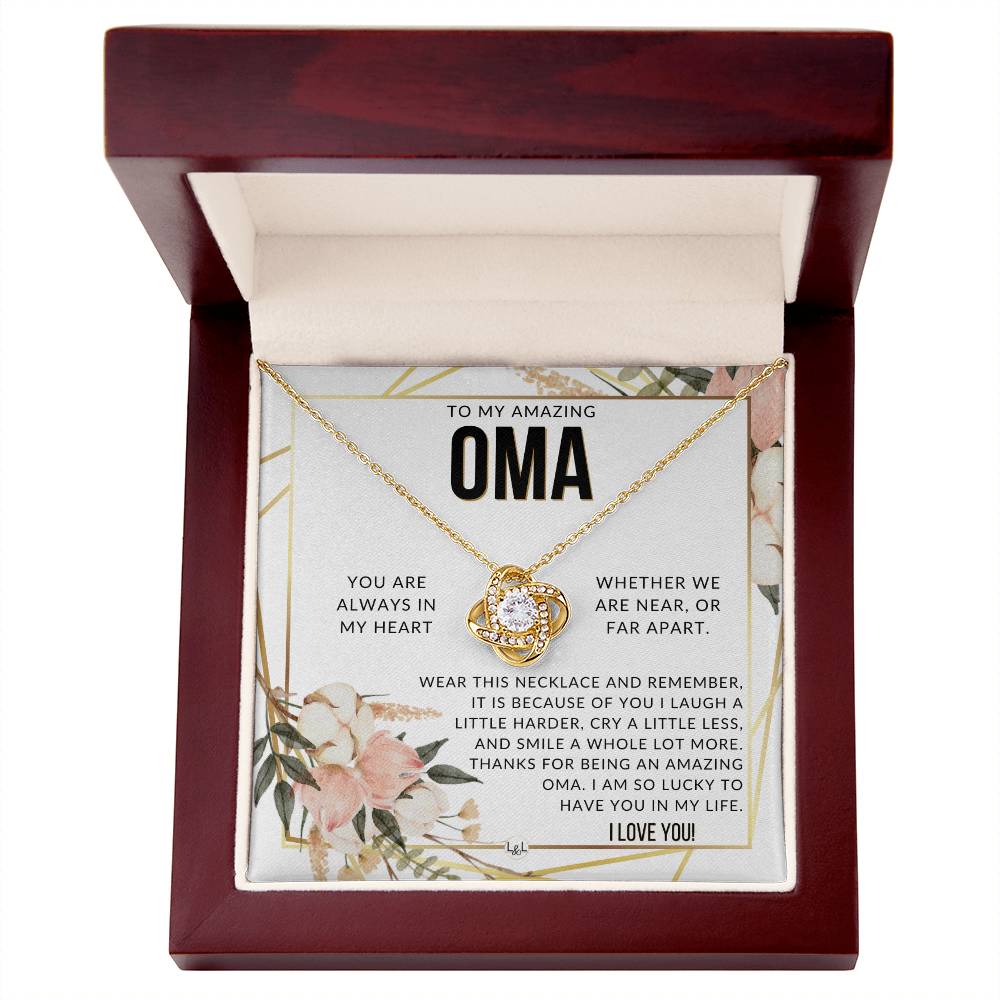 Oma Gift - Beautiful Women's Pendant - From Granddaughter, Grandson, Grandkids - Great For Mother's Day, Christmas, or Birthday - Liliana and Liam