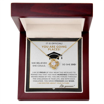 Masters Degree Grad Gift For Her - Beautiful Women's Pendant + Sentimental Keepsake Graduation Message - Liliana and Liam