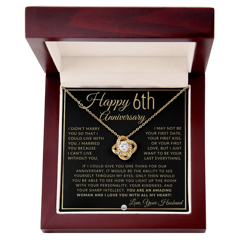 6th Anniversary Gift For Wife - Beautiful Women's Pendant Necklace + Heartfelt Anniversary Message - Liliana and Liam