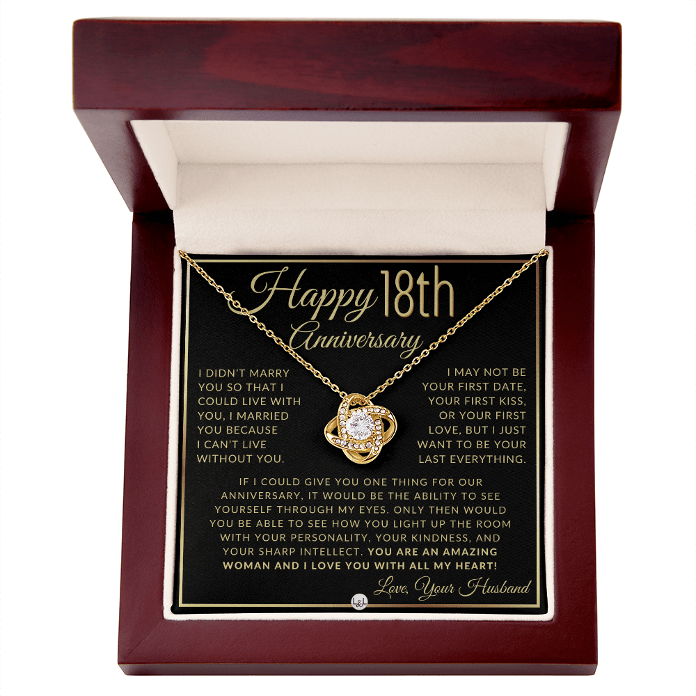 18th Anniversary For Wife - Elegant Knot Pendent Necklace - Liliana and Liam
