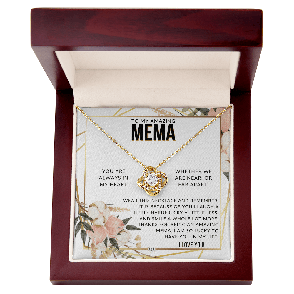Mema Gift - Beautiful Women's Pendant - From Granddaughter, Grandson, Grandkids - Great For Mother's Day, Christmas, or Birthday - Liliana and Liam