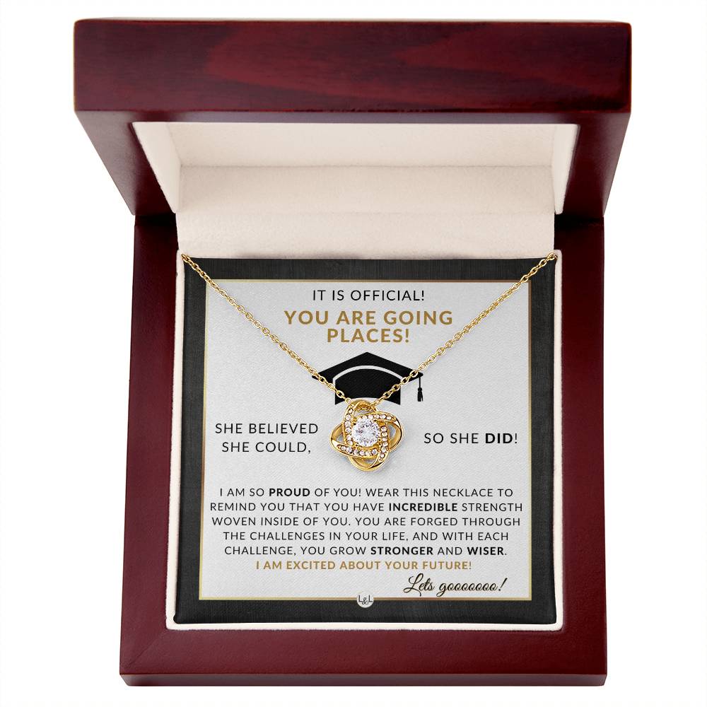 Master's Degree Grad Gift For Her - Beautiful Necklace + Heartfelt Graduation Message - Masters Program Graduation - Liliana and Liam