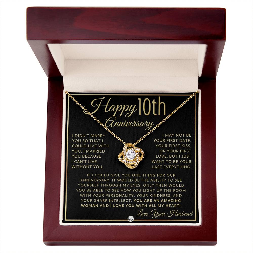 10th Anniversary Gift For Wife - Beautiful Women's Pendant Necklace + Heartfelt Anniversary Message - Liliana and Liam