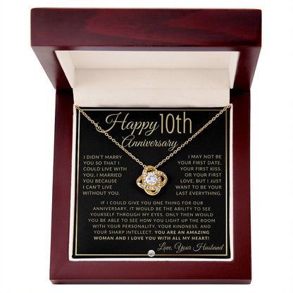 10th Anniversary Gift For Wife - Beautiful Women's Pendant Necklace + Heartfelt Anniversary Message - Liliana and Liam