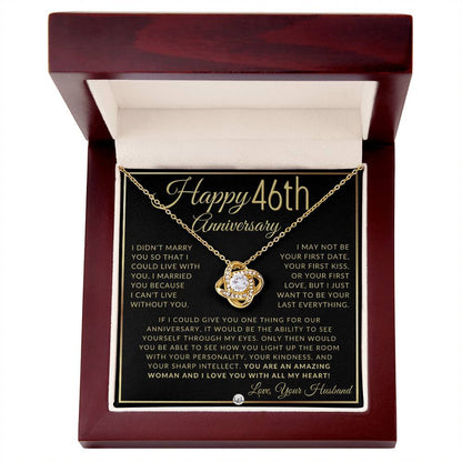 46th Anniversary Gift For Wife - Beautiful Women's Pendant Necklace + Heartfelt Anniversary Message - Liliana and Liam
