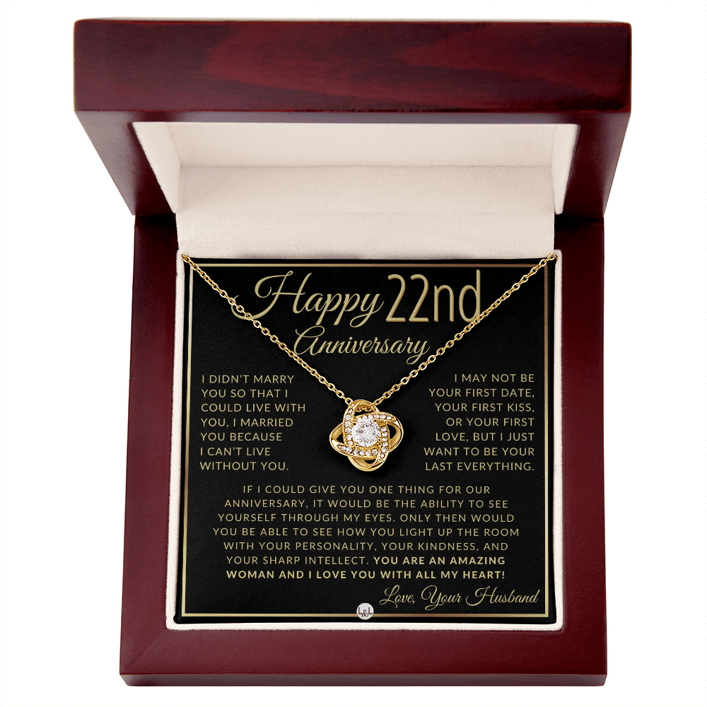 22nd Anniversary Gift For Wife - Elegant Knot Pendent Necklace - Liliana and Liam