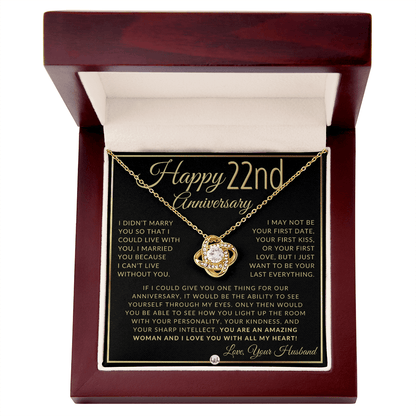 22nd Anniversary Gift For Wife - Elegant Knot Pendent Necklace - Liliana and Liam