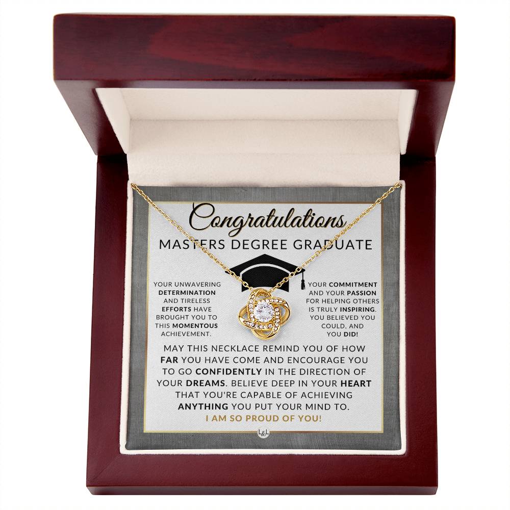 Graduate Graduation Gift Idea For Her For Masters Degree Graduate -  Master's Graduation Gift For Her - Pendant Necklace + Heartfelt Message