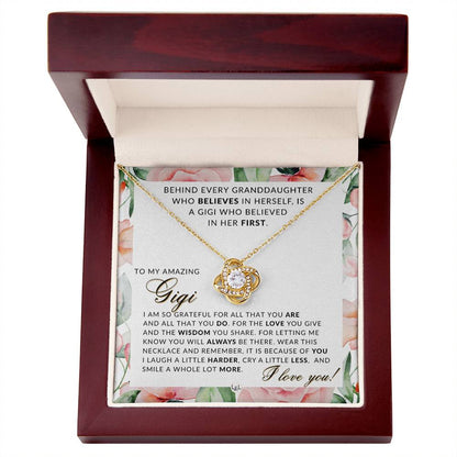 For Gigi, From Granddaughter - Beautiful Women's Pendant + Sentimental Keepsake Message For Your Gigi - Perfect for Christmas, Mother's Day, or her Birthday - Liliana and Liam