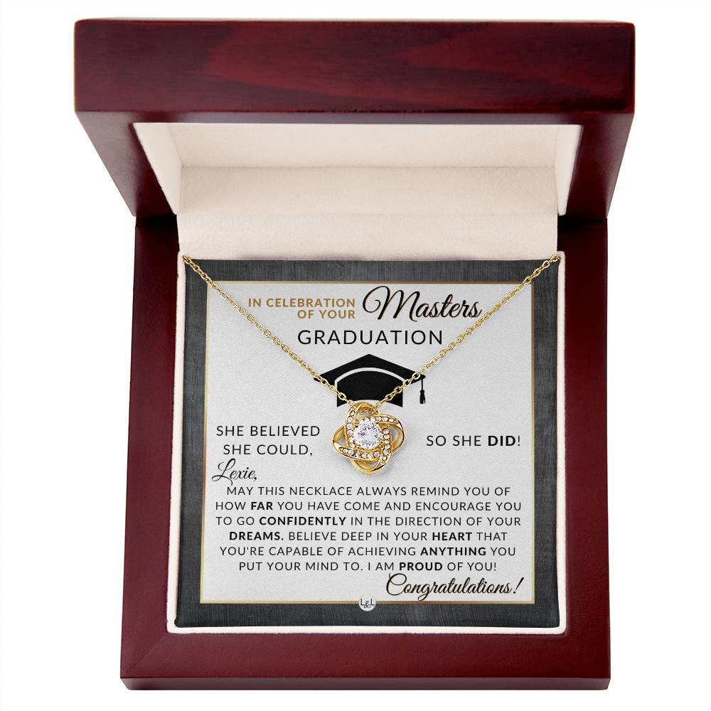 Master's Graduation Gift For Her - Meaningful Milestone Necklace - Personalized Grad School Graduation Gift Idea For A Woman