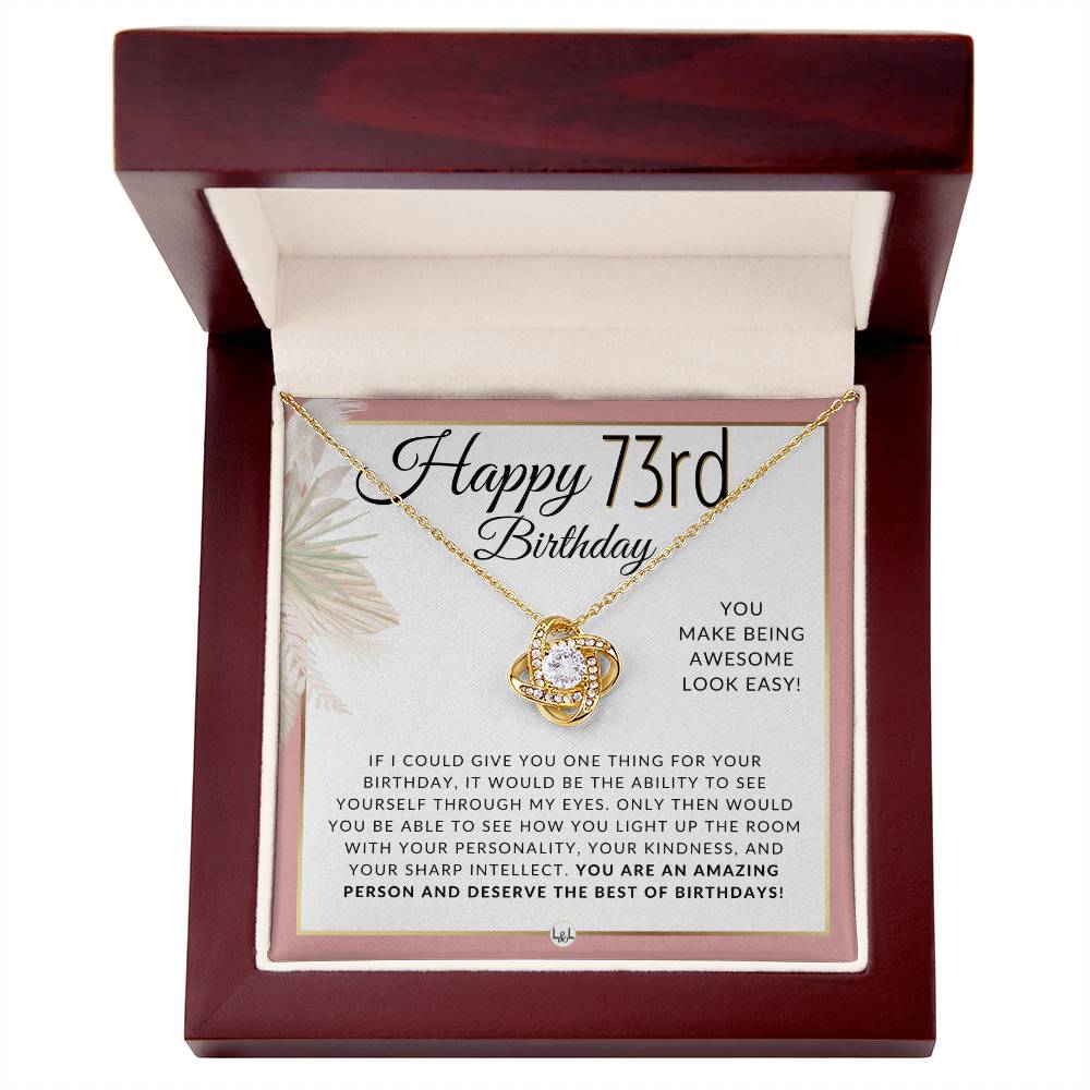73rd Birthday Pendant Necklace & Heartfelt Message - Unique Gift Idea for Her