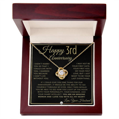 3rd Anniversary Gift For Wife - Beautiful Women's Pendant Necklace + Heartfelt Anniversary Message - Liliana and Liam