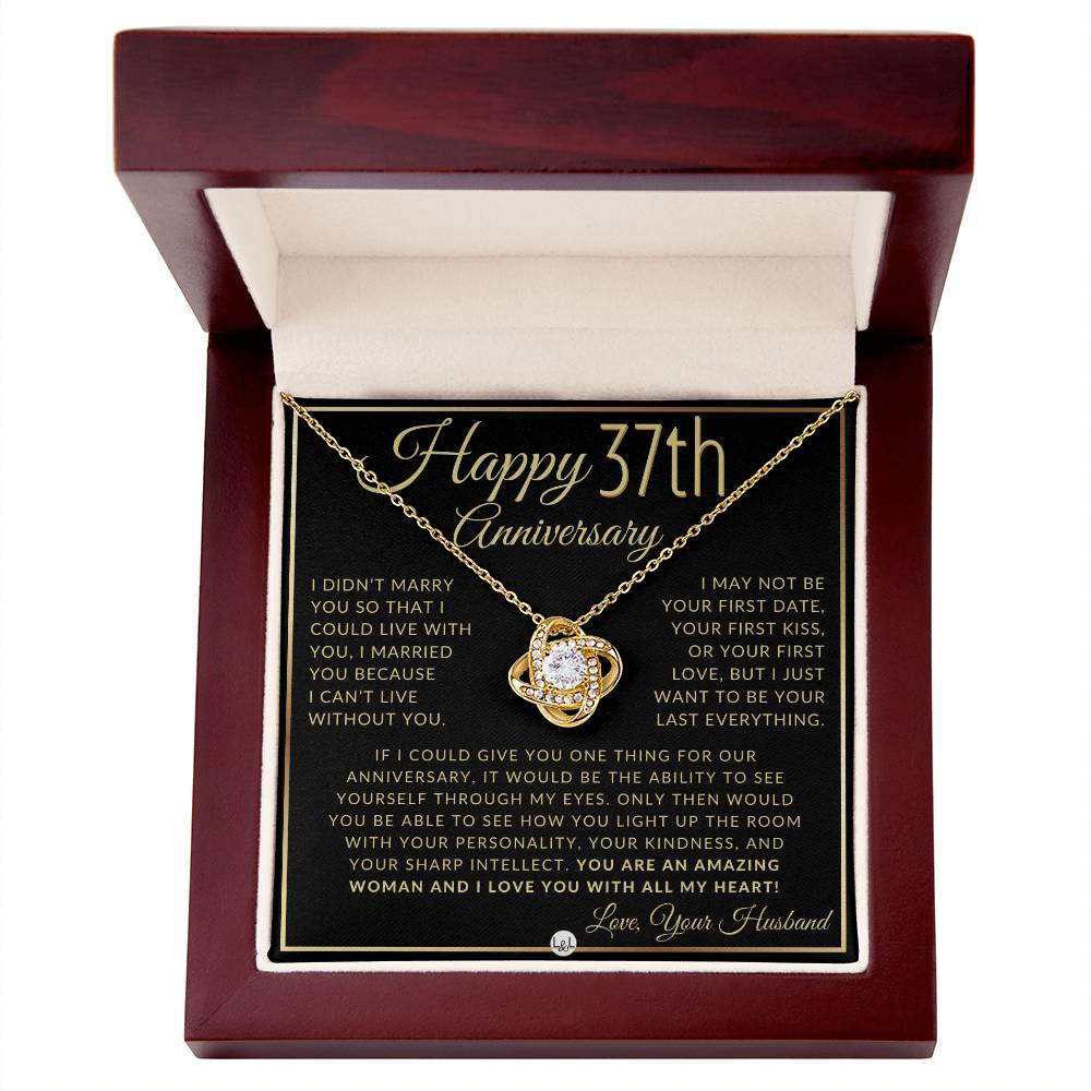 37th Anniversary Gift For Wife - Beautiful Women's Pendant Necklace + Heartfelt Anniversary Message - Liliana and Liam