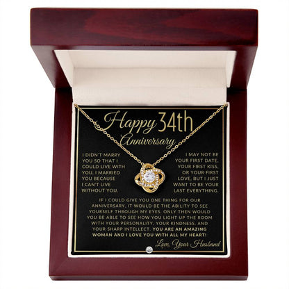 34th Anniversary Gift For Wife - Beautiful Women's Pendant Necklace + Heartfelt Anniversary Message - Liliana and Liam
