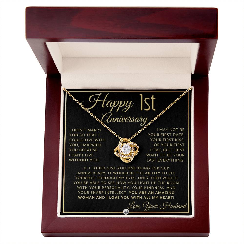 1st Anniversary Gift For Wife - Beautiful Women's Pendant Necklace + Heartfelt Anniversary Message - Liliana and Liam