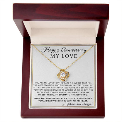 Anniversary Gift For Your Wife, Girlfriend or Fiancée - My Love Story - Beautiful Women's Pendant Necklace + Heartfelt Anniversary Message - Liliana and Liam