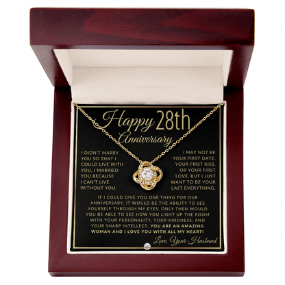 28th Anniversary Wife Gift - Elegant Pendant Necklace + Heartfelt Message - Liliana and Liam